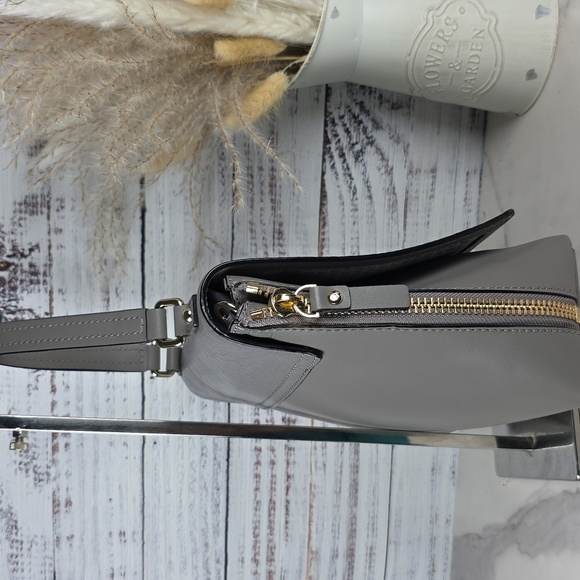 KATE SPADE GRAY BAG VARICK STREET ABBIE EXOTIC LEATHER SUEDE SATCHEL PURSE XBODY - Picture 9 of 16